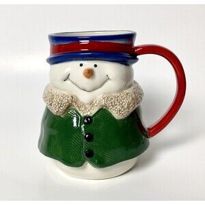 Coffee Hot Chocolate Tea Cup Mug St. Nicholas Square Button Up 3D Snowman Frosty